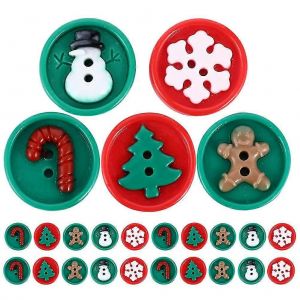 30pcs R&eacute;sine Bande Dessin&eacute;e No&euml;l Boutons Deux Trous R&eacute;sine Bricolage Artisanat Boutons Couture Boutons - Neuf