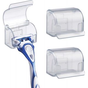 ERYI-2 Pcs Support Pour Rasoir Avec Couvercle, (5X3.5Cm) Support Rasoir Autocollant, Étanche À La Poussière Porte Rasoir Douche, Support Rasoir Douche Pour La Salle De Bain, La Douche, Le Meuble-Lava - Neuf
