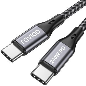 Câble USB C 2M, 240W PD3.1 Charge Rapide pour iPhone 15 Pro Max, Samsung S24 S23 S22 S21, MacBook Pro/Air, iPad Pro/Air, Ordinateurs Portables, Pixel - Neuf