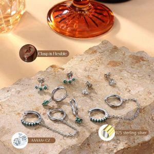5 Paires Boucles D'oreilles Femme Argent 925 Plaqu&eacute;e Or 14k Cr&eacute;oles Argent Boucles D'oreilles Zircon Piercing Oreille Cartilage Petites Boucles D'oreilles Femme Or Pour Piercings M[Bou9240465] - Neuf
