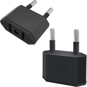 ERYI-2Pcs Adaptateur Prise Usa, Us Vers France Adapter, Fiche D'Adaptation Usa Deutschland Stecker, Fiche De Voyage Us Vers Eu, Adaptateur Us Vers Eu, Adaptateur Usa Prise, Adaptateur Eu Prise Noir - Neuf