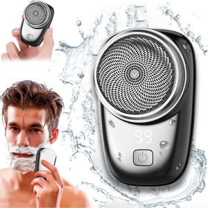 Eryi-Mini Rasoir Électrique Pour Homme, Portable, Format De Poche Avec Écran Led, Rechargeable Par Usb, Étanche, Facile À Utiliser Sur Un Seul Bouton, Utilisation Humide Et Sèche, Convient À La - Neuf