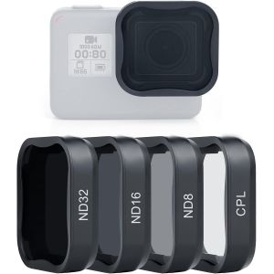 LETNERNY-Lot De 4 Filtres D'Objectif Cpl Nd8 Nd16 Nd32 Pour Gopro Hero 5 6 7 Noir, Densité Neutre Et Polarisant Circulaire, Kit De Protection D'Objectif Pour Caméra Gopro Hero 5 6 7 Noir - Neuf