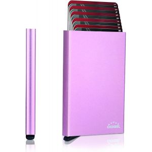 CAUC-Porte Carte Bancaire S&eacute;curise Anti Piratage Peut Ranger 8 a10 Cartes Femme et Homme Rigide M&eacute;talique en Aluminium-Porte Carte Credit Pop up en M&eacute;tal avec Protection Anti RFID sans Contact - Neuf