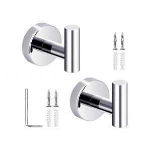 Crochet mural en acier inoxydable pour serviettes et peignoirs - Lot de 2 - Neuf