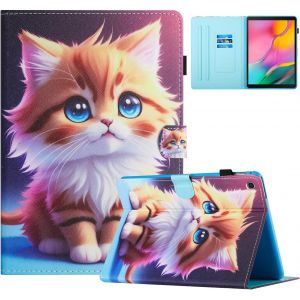 Coque Pour Tablette Samsung Galaxy Tab A 10,1 T510/ T515 2019 Etui Housse Pu Cuir Flip Support Portefeuille Protection Cover Case Pour Samsung Galaxy Tab A 10,1 Pouces 2019, Chat Jaune - Neuf