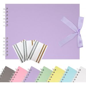 Album de Scrapbook 21,5 x 15 cm avec Ruban,Album Photo en Papier Créatif pour Mariage et Anniversaire,Album Photo DIY Familial avec Autocollants de Coin 40 Pages Violet Clair - Neuf