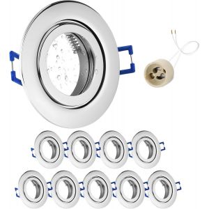 GeyouLux 4x Spot LED Encastrable IP65 Cadre Avec Douille GU10, Spots de plafond en Fer Noir, Rond plat Spots Salle de bain spot cadre d'encastrement 68mm pour extérieur- intérie - Neuf