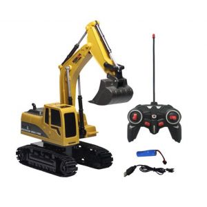 V&eacute;hicule de chantier t&eacute;l&eacute;command&eacute; avec excavatrice et phares - Neuf