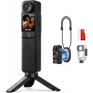 SUBZONAL-C300 Camera Vlog 4K,460 Min d'Autonomie,Double &Eacute;cran Tactile,Cam&eacute;ra Sport Aquatique,Stabilisation 6 Axes,Id&eacute;ale pour Vlog,Voyages,Activit&eacute;s Ext&eacute;rieures,Kit avec Accessoires,Noir (64G) - Neuf