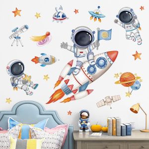 Trahoo-Stickers Muraux Enfants Fusée Astronaute Autocollants Muraux Mural Stickers Espace Planete Vaisseau Spatial Pour Chambre Enfants Garçon Bébé Pépinière - Neuf