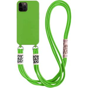 Kal-Chaîne De Téléphone Portable Pour Iphone 14 Pro Max - Bandoulière - En Silicone Liquide Avec Cordon De Serrage - Pour Iphone 14 Pro Max - Vert - Neuf