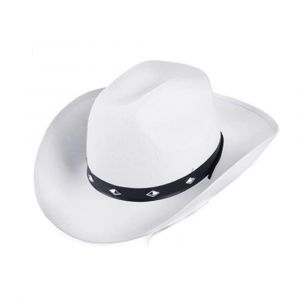 Chapeau De Cowboy, Blanc, Chapeau De Feutre, Shérif, Far West, Déguisement, Costume, Carnaval, Fête À Thème,Blanc,Taille Unique - Neuf