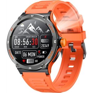 Montre Connectée Homme Smartwatch Sport: Bluetooth Appel 1.53" HD 3ATM Étanche Bracelet Connectee avec Torche LED Boussole Moniteur de Sommeil Fréquence Cardiaque SpO2 Fitness Tracker pour Android iOS - Neuf