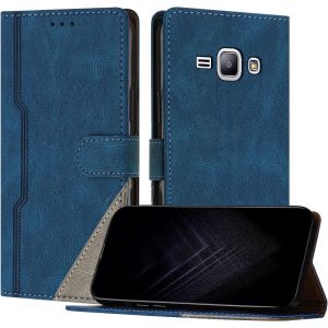 KAL-Étui Pour Samsung Galaxy J1, Housse En Cuir Pu Avec [Protection Antichoc Tpu] [Fonction Support] [Porte-Cartes ] Antichoc Magnétique Coque Pour Galaxy J1 - Bleu - Neuf