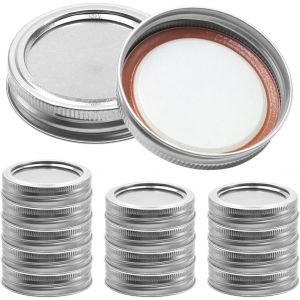 Cmws-Type Fendu 70mm Mason Jar Lids Lot De 15 Canning Jar Lids Couvercle Pour Bocaux De Conserve Et Confiture Pour Bocaux Mason &Agrave; Bouche R&eacute;guli&egrave;re,En Fer Blanc(Argent) - Neuf