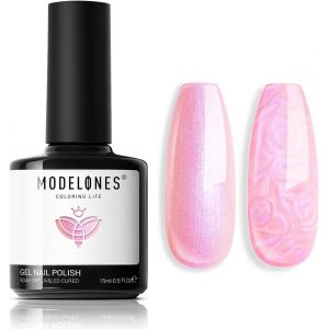 Sjzg-Vernis Semi Permanent Rosa, 15 Ml Vernis Gel Uv Semi Permanent Rosa Perle Effet, Vernis &Agrave; Ongles Gel Pour Manucure Francaise, Durci Par Led, Nail Art - Neuf