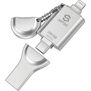 CMJAAGUR-Clé Usb 256 Go Certifiée Mfi Iphone Stockage Mémoire Iphone Clé Usb 3 En 1 Iphone Photo Stick Lightning Extension De Stockage Ipad Clé Usb C Android Photo Stick Iphone Pendrive Ipad[M2000] - Neuf