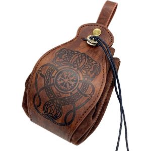 SJZG-Pochette De Ceinture En Cuir Pochette En Cuir M&eacute;di&eacute;val Marron Sac &Agrave; Main Viking Compss Taille Sac Renaissance Fanny Pack Pour Larp Cosplay - Neuf