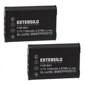 EXTENSILO 2x Batterie compatible avec Sony Cybershot DSC-RX100 VII, DSC-RX1R II, DSC-RX1RM2, DSC-RX1R appareil photo (1100mAh, 3,7V, Li-ion) - Neuf