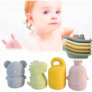 KAL-Lot De 9 Jouets De Bain En Silicone - Jouet De Bain Pour Bébé - Jouets De Bain - Jouets D'Eau - Cadeaux Pour Bébés Et Tout-Petits À Partir De 0 Ans, 6 Mois, 1 An - Neuf