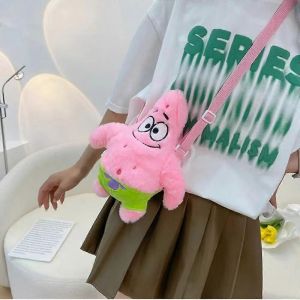 Sac A Dos En Peluche Patrick Star De 27 Cm, Sac A Bandouliere En Peluche De Dessin Anime Japonais Kawaii, Sac Messager En Forme De Cour Pour Fille, Cadeaux Pour Enfants - Neuf