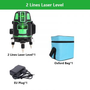 Niveau laser à 360 ° avec trépied,ligne croisée auto-tombante,ligne horizontale verte pour la construction,le carrelage -2 lines EU - Neuf