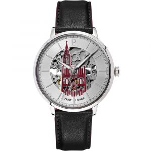 Montre Homme Cathedrale Argenté Cadran Argenté Bracelet Cuir Noir 20 Mm - Neuf