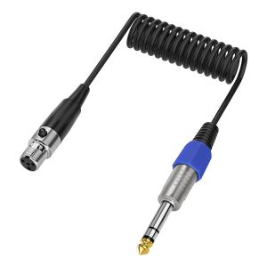 C&acirc;ble TRS vers mini XLR 6,35 mm m&acirc;le TRS 1/4"" vers mini XLR femelle 4 broches pour casque audio st&eacute;r&eacute;o Sprial Coiled Mic pour mixeur,guitare,mixeur-0,5 m - Neuf