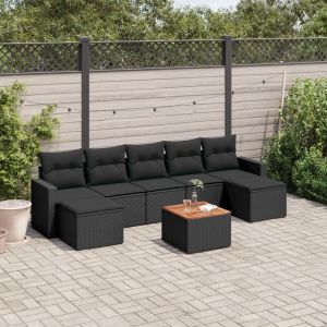 Prolenta Premium - Salon De Jardin 8 Pcs Avec Coussins Noir R&eacute;sine Tress&eacute;e - Neuf