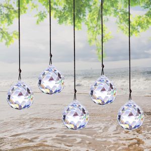 MEVRONISSHOP-Lot de 5 attrape-soleil en cristal - D&eacute;coration de fen&ecirc;tre - Prisme - Attrape-soleil - Attrape-soleil arc-en-ciel - D&eacute;coration de fen&ecirc;tre en verre pour la maison, le bureau, le jardin - Neuf