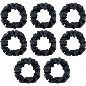 Scrunchies Pour Cheveux En Satin,8 Pièces Élastique Cheveux Femme Noir Satin,Accessoires Petites Bandes Pour Femmes Filles,Confortable Et Doux,Ne Pas Endommager Les Cheveux - Neuf