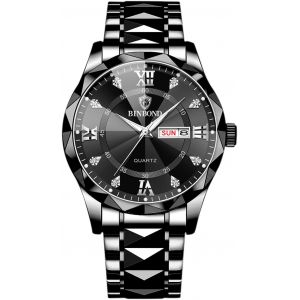 Eryi-Montre Couple Acier Inoxydable: Montre Femme Homme À Bracelet Analogique Quartz 3atm Étanche Cadran Index Diamant Avec Aiguilles Luminescents Et Calendrier - Cadeau Couple Saint Valentin - Neuf