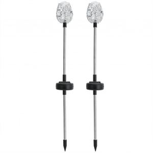 Hjlian Lot De 2 Lampes Solaires Creuses Colorees En Verre Cristal Pour Pelouse, Luminaire Decoratif D'exterieur Pour Jardin - Neuf