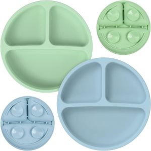 Lot De 2 Assiettes &Agrave; Ventouse Pour B&eacute;b&eacute; - Assiettes De Sevrage En Silicone Pour B&eacute;b&eacute; Avec Ventouse Pour Tout-Petits Et Enfants - Assiette Divis&eacute;e Antid&eacute;rapante Pour Chaises Hautes, Plateau Et Tables - Neuf