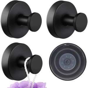 Lot De 4 Crochets Sans Per&ccedil;age,Crochets &Agrave; Ventouse Pour Serviettes,Peignoirs,Noirs,Extra Forts,Crochets Filet&eacute;s,Pour Salle De Bain,Cuisine,Murs Lisses - Neuf