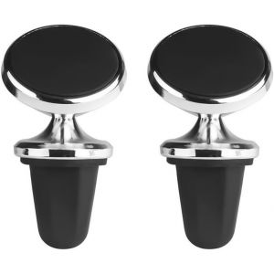 Cmjaagur-2 Pi&egrave;ces Support T&eacute;l&eacute;phone Magn&eacute;tique, Magnetique Portable Aimant Adh&eacute;sif Pour Smartphone, Porte Telephone Voiture Magn&eacute;tique Renforc&eacute; Grille Aeration Rotation 360&deg; Pour Phones(Argent)[M2223] - Neuf