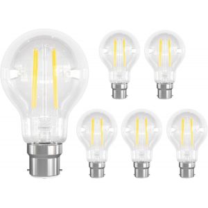 SEPT-Ampoule B22 LED Blanc Chaud 2700K, Ampoule a Ba&iuml;onnette LED A60 B22, 6W &Eacute;quivalent &agrave; 60W Halog&egrave;ne, AC 230V, 690 Lumen, R&eacute;tro Transparent Ampoule Filament Vintage, Non Dimmable, Lot de 6 - Neuf