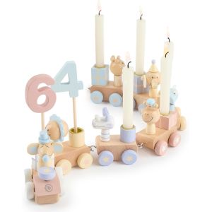 Train D'anniversaire En Bois U2013 Candy Look 0 À 99 Ans Avec 6 Bougies U2013 Décoration De Table Pour Anniversaire D'enfant U2013 Bougies D'anniversaire Train D'anniversaire Pour Fille [Z6443] - Neuf