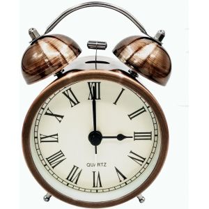 R&eacute;veil de voyage r&eacute;tro vintage silencieux, sans tic-tac, horloge analogique &agrave; quartz &agrave; double cloche avec alarme puissante, r&eacute;veil matinal &agrave; piles pour le sommeil des enfants (7,6 cm) - Neuf