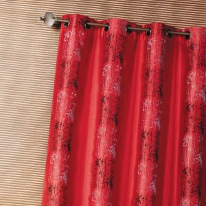 Homemaison - Rideau D'ameublement Shantung Brod&eacute; Motif &Eacute;thnique Rouge Orang&eacute; 140x260 Cm - Neuf