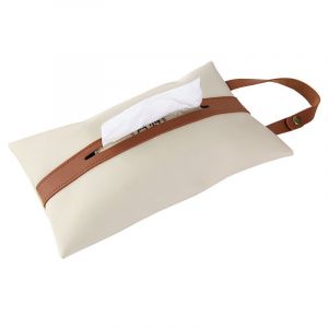 Boîte à mouchoirs rectangulaire en cuir synthétique, rangement pour papier toilette, décoration à suspendre pour comptoir de cuisine, restaurant, commode, chambre à coucher, table de chevet (beige) - Neuf