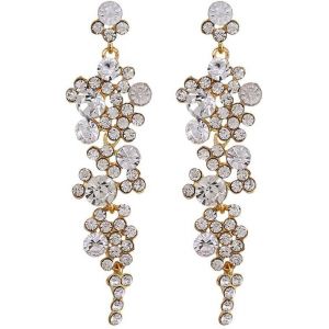 Boucles D'oreilles Femme Pendant Cristal Cluster Chandelier Lustre Long Boucles D'oreilles Oval Cluster Zircone Cubique Strass Boucles D'oreilles Pour Mariage Bal De Promo Bijou.[X1594] - Neuf