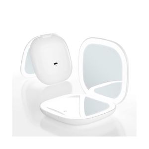 Mini Led Avec Lumière 5x Poche Loupe Double Face Voyage Pratique Miroir De Courtoisie Cosmétique,Bla - Neuf