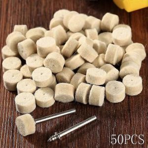 50pcs/Lot 13mm De Diamètre Meulage Laine Tampons De Polissage Dremel Accessoires Feutre Disque De Polissage Disques De 32 Mm Tiges Pour Outils Rotatifs - Neuf