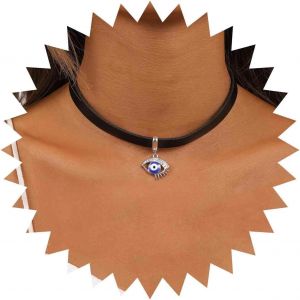 Kal-Collier Ras Du Cou Gothique En Cuir Noir Collier Pendentif Onyx Halo Collier Goutte D'eau Collier Onyx Collier Court En Cuir Pu Collier De Déclaration Bijoux Pour Femmes Et Filles(Onyx) - Neuf