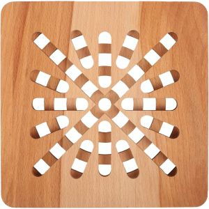 JEXNOVASHOP-Dessous de Plat Bois Carré | 19,5 x 19,5 x 1,5 cm | Protecteur de Table, Surface et Comptoir | Bois de Hêtre Naturel | Réversible, Écologique, Antidérapant et Résistant à la Chaleur - Neuf