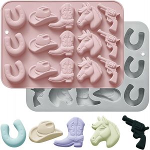 Subzonal-Lot De 2 Moules &Agrave; Chocolat En Silicone Style Cowboy, En Forme De Chapeau, De Botte, De Selle De Cheval, Pour Bonbons, F&ecirc;te Sur Le Th&egrave;me Western, Pour Gel&eacute;e, Gla&ccedil;ons, Cupcakes, D&eacute;corations En - Neuf