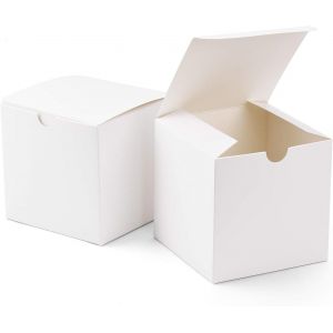Trahoo-Cajas De Regalo 50pc 10x10x10cm, Cajas De Regalo De Papel Kraft Con Tapas Para Hacer Manualidades, Cajas De Cart&oacute;n Para Propuestas De Dama De Honor, Regalos De Boda Blancos - Neuf