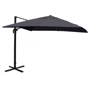 Parasol D&eacute;port&eacute; Rotatif 3 X 3 M &Oslash; Env. 4,3 M Aluminium / Acier Et Polyester Anthracite Sans Pied 04_0007942 - Neuf